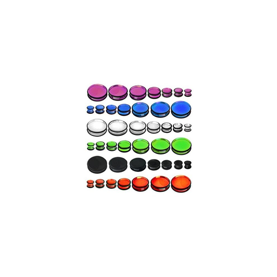 (22MM, Clear) Solid Acrylic See Through with 2 Black O Rings Ear Tunnel Saddle Plug Piercing Finest Quality Materials