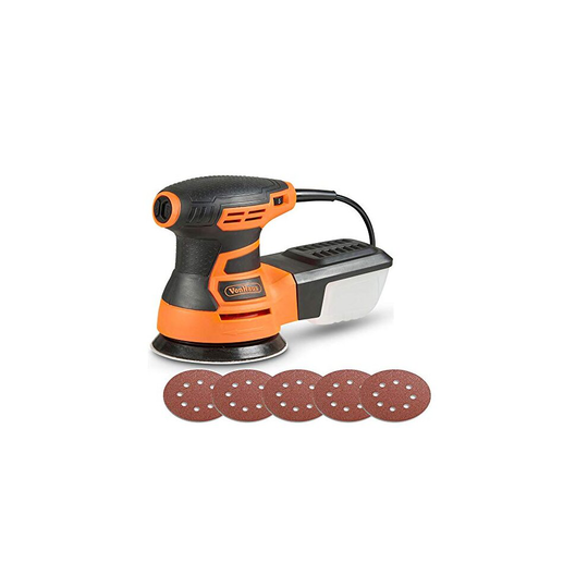 VonHaus 350W Random Orbit Sander, Variable Speed 13000RPM - 125mm 5 - with Dust Collection System, 5 Sanding Pads Included, Soft Grip Handle, Ergon