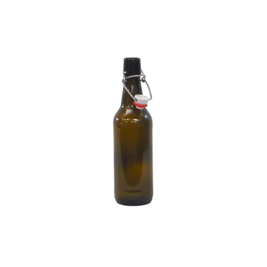 (Box of 12) Amber Swing Top Beer Bottles With Swing Closures - Homebrew