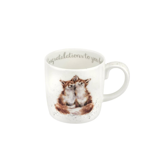 Wrendale Designs Large Fine Bone China Mug Congratulations To You Both Foxes