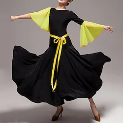 Ballroom Dance Dress Split Joint Women's Performance 3/4 Length Sleeve Crystal Cotton Lightinthebox