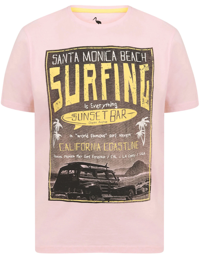 T-Shirts Sunset Bar Motif Cotton Jersey T-Shirt in Blushing Pink - South Shore / S - Tokyo Laundry