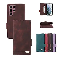Phone Case For Samsung Galaxy Leather A73 A13 S22 S22 Plus S22 Ultra A52 Galaxy A22 5G Wallet Full Body Protective Leather Solid Colored Metal PU Leather Lightinthebox