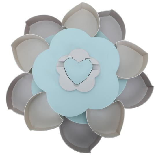 (Blue) Petal Flower Rotating Box Snack Tray