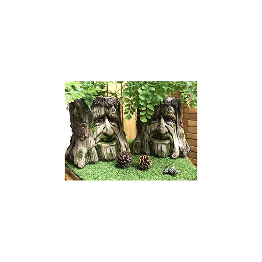 giftwarez Mans Face Tree Trunk Stump Herb Flower Planter Garden Plant Box Bucket Pot Tub