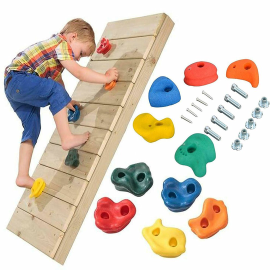 The Magic Toy Shop Set of 10 Climbing Stones Bolt On Climbing Frame Wall Rock Hold Grab Stone Grip