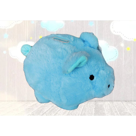 Blue Plush Piggy Bank Baby Money Box Fluffy Reusable Money Bank