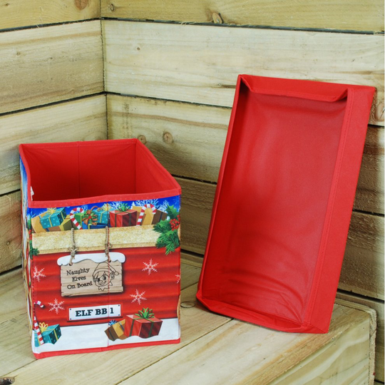 Naughty Elf Christmas Sleigh Design 16"X10"X11" Storage Box/Seat