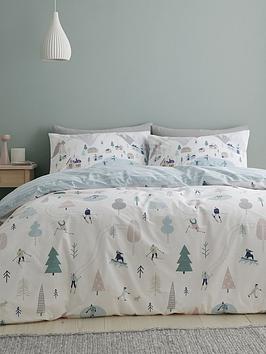 Bianca Fine Linens Winter Fun Christmas Duvet Cover Set - White