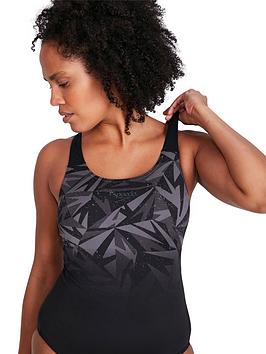 Speedo Hyperboom Placement Muscleback - Black, Black, Size 30, Women