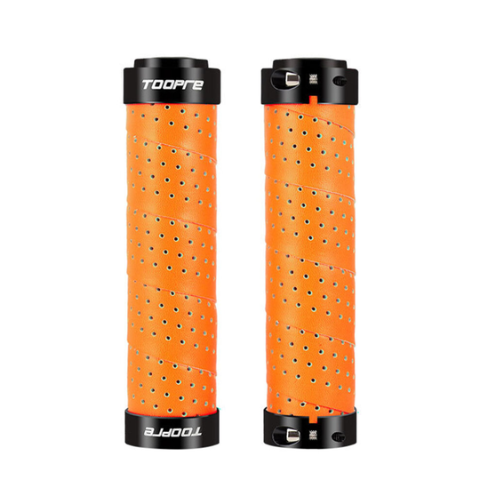 (Orange) 2Pcs Bicycle Handlebar Cover Road Cycling Bike MTB Rubber Anti-slip Handle Grip
