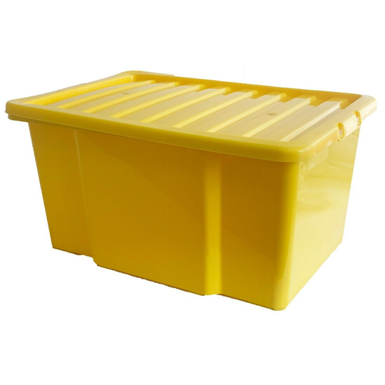 (Set of 10, Yellow) 50LITRE PLASTIC STORAGE BOXES QUALITY BOX WITH LID