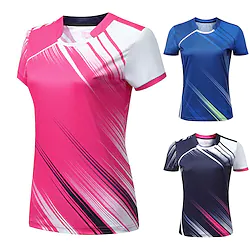 Women's Tennis Shirt Athletic Shirt Breathable Quick Dry Moisture Wicking Short Sleeve T Shirt Regular Fit Crewneck Printed Summer Gym Workout Tennis Badminton / Micro-elastic / Lightweight Lightinthebox