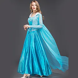 Princess Fairytale Elsa Dress Cosplay Costume Adults' Women's Christmas Carnival Festival / Holiday Satin / Tulle Cotton Blue Women's Easy Carnival Costumes Princess / Female Lightinthebox