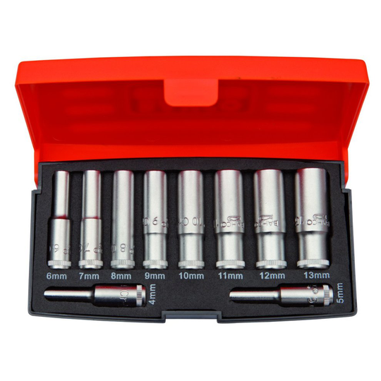 Bahco S0810L Deep Socket Set, Multi-Colour, Set of 10 Pieces