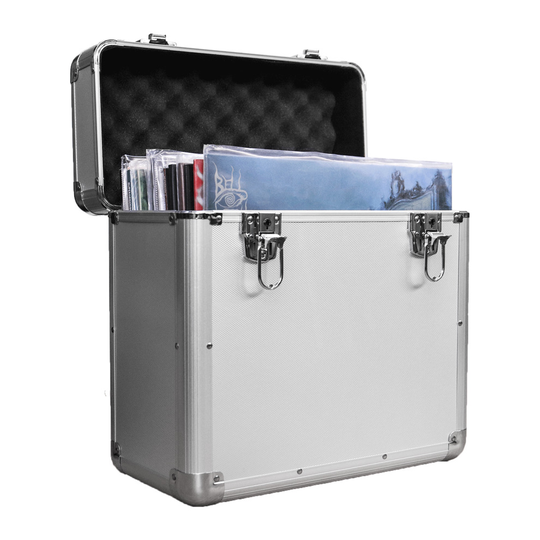 Vinyl LP Record Storage Case Aluminium Silver DJ Box Heavy Duty 50pcs M&W