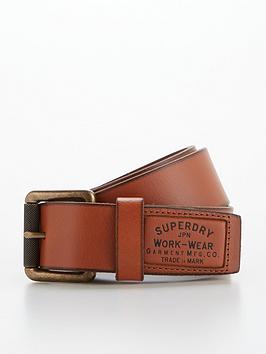 Superdry Boxed Leather Belt, Brown, Size S, Men