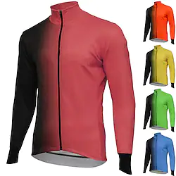 21Grams Men's Cycling Jersey Long Sleeve Bike Jersey Top with 3 Rear Pockets Mountain Bike MTB Road Bike Cycling Breathable Quick Dry Moisture Wicking Reflective Strips Viva Magenta Yellow Blue Lightinthebox