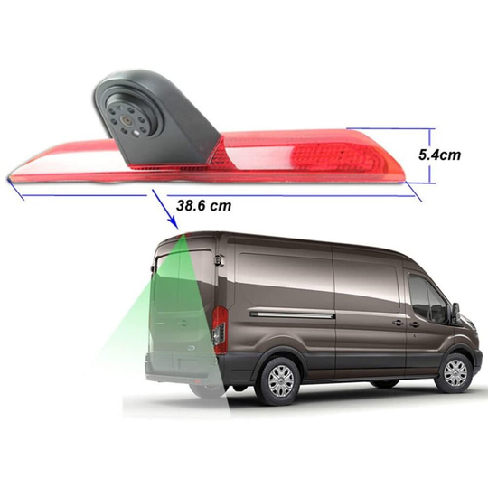 (7" Mirror Mounted Monitor) Dolphin Rear Brake Light Mounted Camera, Van Reversing Camera System Ford Transit Jumbo 2014 onwards - With Optional Scre