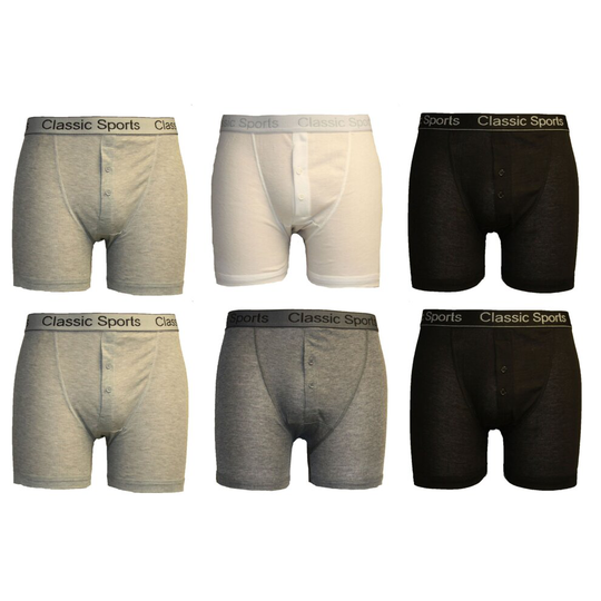 Socks Uwear Mens Classic Sport Boxer Short Trunk (Pack of 6) - Black-White-Grey - X-Large 40-42