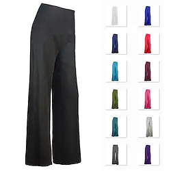 Women's Wide Leg Pants Yoga Style High Waist Quick Dry Pilates Dance Cropped Pants Bottoms White Black Purple Cotton Sports Activewear Micro-elastic Loose / Athletic / Casual / Athleisure Lightinthebox