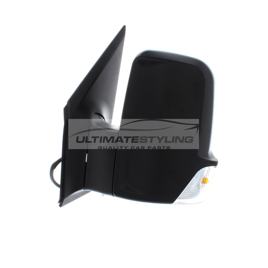 VW Crafter Van 2006-> Manual Short Arm Wing Door Mirror Black Passenger Side N/S