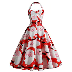 Audrey Hepburn 1950s Cocktail Dress Vintage Dress Dailywear Dress Christmas Dress Tea Dress Rockabilly Women's Costume Vintage Cosplay Christmas Festival Knee Length Dress Christmas / Spandex Lightinthebox