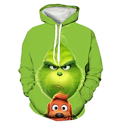 Inspired by The Grinch Grinch Hoodie Anime Cartoon Anime 3D Harajuku Graphic Outerwear For Men's Women's Unisex Adults' 3D Print 100% Polyester Lightinthebox