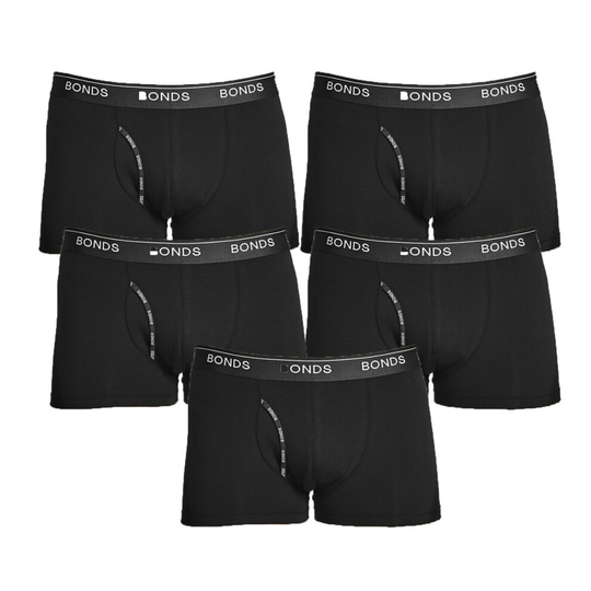 (L) Bonds 5 Pack Black Mens Guyfront Trunks Briefs Boxer Shorts Comfy Undies Underwear MZVJ