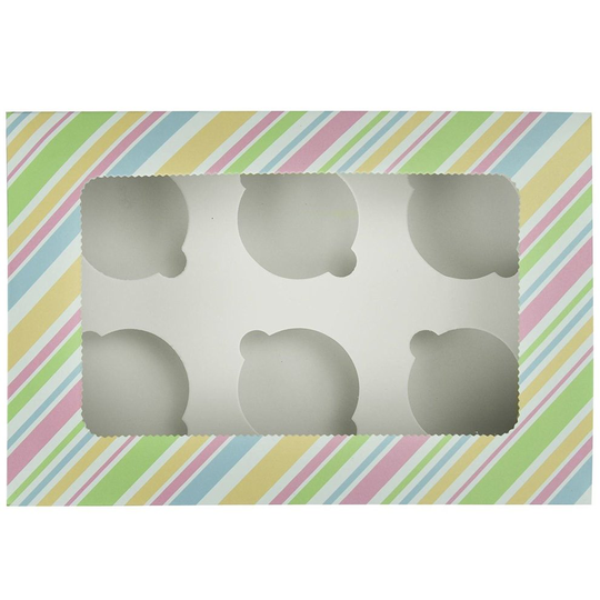 (Multi-Coloured, 5 Pack) Cupcake Boxes With Inserts And Display Window
