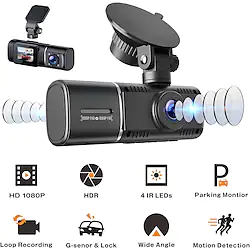 Dual Dash Cam with 64GB Micro SD Card, 1080P Front and Inside Dash Camera for Cars IR Night Vision Car Camera for Taxi Parking Monitor HDR Motion Detection Suction Cup Lightinthebox