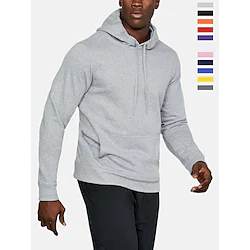 Men's Hoodie Sweatshirt Pocket Long Sleeve Top Street Casual Winter Fleece Thermal Warm Breathable Soft Fitness Gym Workout Performance Sportswear Activewear Solid Colored Black Purple Yellow Lightinthebox