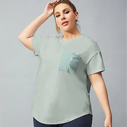 Women's Crew Neck Yoga Top Tee / T-shirt Solid Color Black Green Spandex Yoga Gym Workout Running Top Short Sleeve Sport Activewear Breathable Quick Dry Lightweight Stretchy Loose Lightinthebox