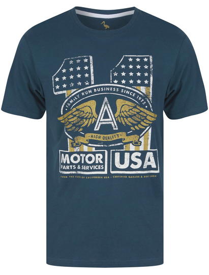 T-Shirts Motor 11 Motif Cotton Jersey T-Shirt in Insignia Blue - South Shore / S - Tokyo Laundry
