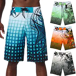 Men's Swim Trunks Swim Shorts Quick Dry Board Shorts Bathing Suit with Pockets Drawstring Swimming Surfing Beach Water Sports Grid Pattern Summer Lightinthebox