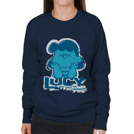 (Small, Navy Blue) Peanuts Lucy Van Pelt Who Says Im Crabby Women's Sweatshirt