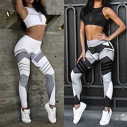 Women's Running Tights Leggings Compression Pants Base Layer Athletic Athleisure Spandex Breathable Quick Dry Moisture Wicking Fitness Gym Workout Running Sportswear Activewear Color Block Green Blue Lightinthebox