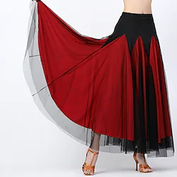 Ballroom Dance Skirts Ruching Splicing Tulle Women's Training Performance High Tulle Polyester Lightinthebox