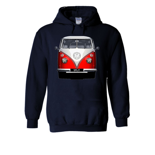 (Small, Navy) Vw Camper Van Splitscreen Choice of Bus Colour White Men Women Unisex Hooded Sweatshirt Hoodie