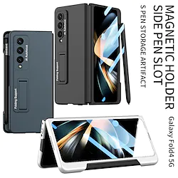 Phone Case For Samsung Galaxy Flip Z Fold 4 Pencil Holder Magnetic Full Body Protective Solid Colored TPU Lightinthebox