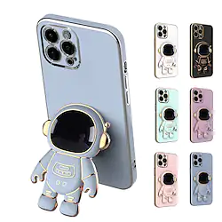 Phone Case For Apple Back Cover iPhone 14 Pro Max 13 12 11 Pro Max Mini X XR XS 8 7 Plus Camera Lens Protector Bumper Frame with Stand Plating Electroplated Astronaut Cool TPU Lightinthebox