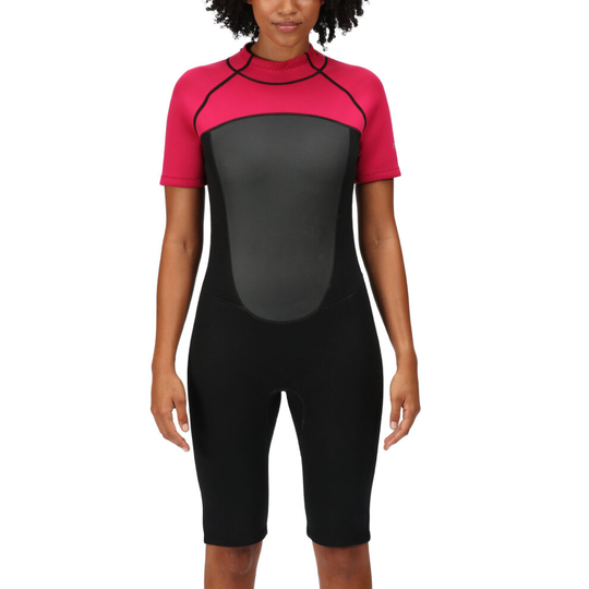 (20/22, Dark Cerise) Regatta Womens Shorty Surfing Watersports Back Zip Wetsuit - Dark Cerise