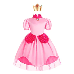 Fairytale Princess Peach Flower Girl Dress Theme Party Costume Girls' Movie Cosplay Cosplay Halloween Rosy Pink Dress Halloween Carnival Masquerade Polyester Lightinthebox
