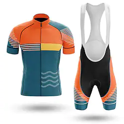 21Grams Men's Cycling Jersey with Bib Shorts Short Sleeve Mountain Bike MTB Road Bike Cycling Sky Blue Orange Red Bike Clothing Suit 3D Pad Breathable Quick Dry Back Pocket Polyester Spandex Sports Lightinthebox