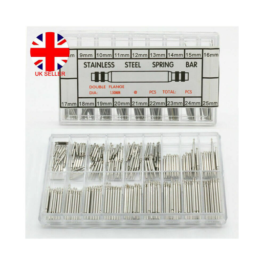 360Pcs 8-25mm Watch Band Strap Spring Bars Link Pins Stainless Steel Repair Tool