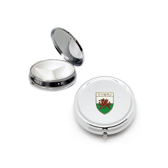 Wales Cymru silver round pill box