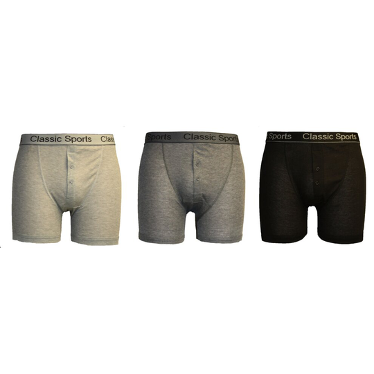 (S, Black-Grey) Socks Uwear Mens Classic Sport Boxer Short Trunk Pack of 3