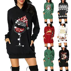 Inspired by Christmas Santa Claus Dress Hoodie Classic Basic Kawaii Hoodie For Women's Adults' 3D Print 100% Polyester Dailywear Lightinthebox