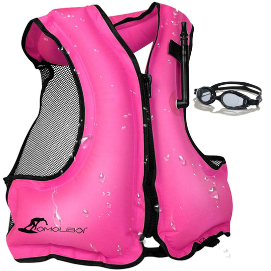 (Pink) Inflatable Swim Vest for Adult,Buoyancy Aid Safety Snorkel Flotation Jackets Women Men Kayaking Swimming Fishing Boating Diving Vest for Water