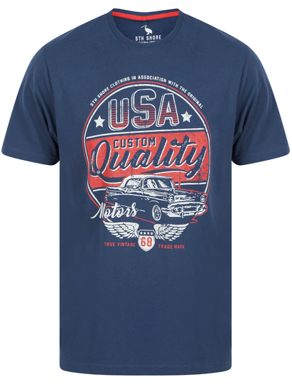 T-Shirts Custom Quality Motif Cotton Jersey T-Shirt in Insignia Blue - South Shore / S - Tokyo Laundry